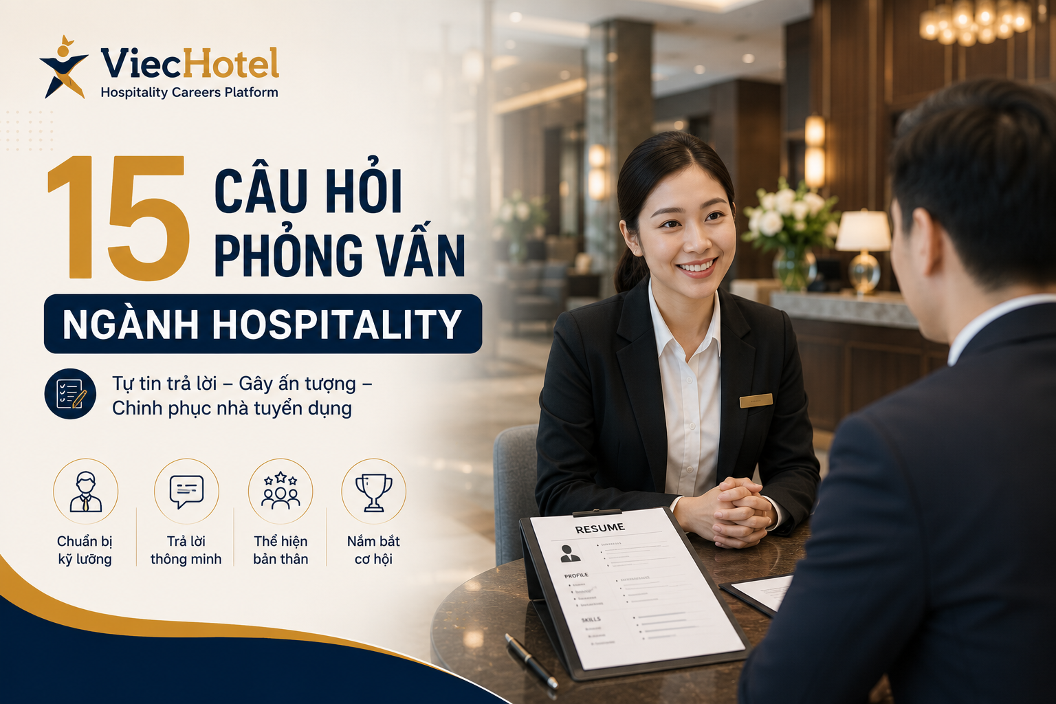 15 câu hỏi phỏng vấn ngành Hospitality thường gặp và cách trả lời tạo ấn tượng với nhà tuyển dụng