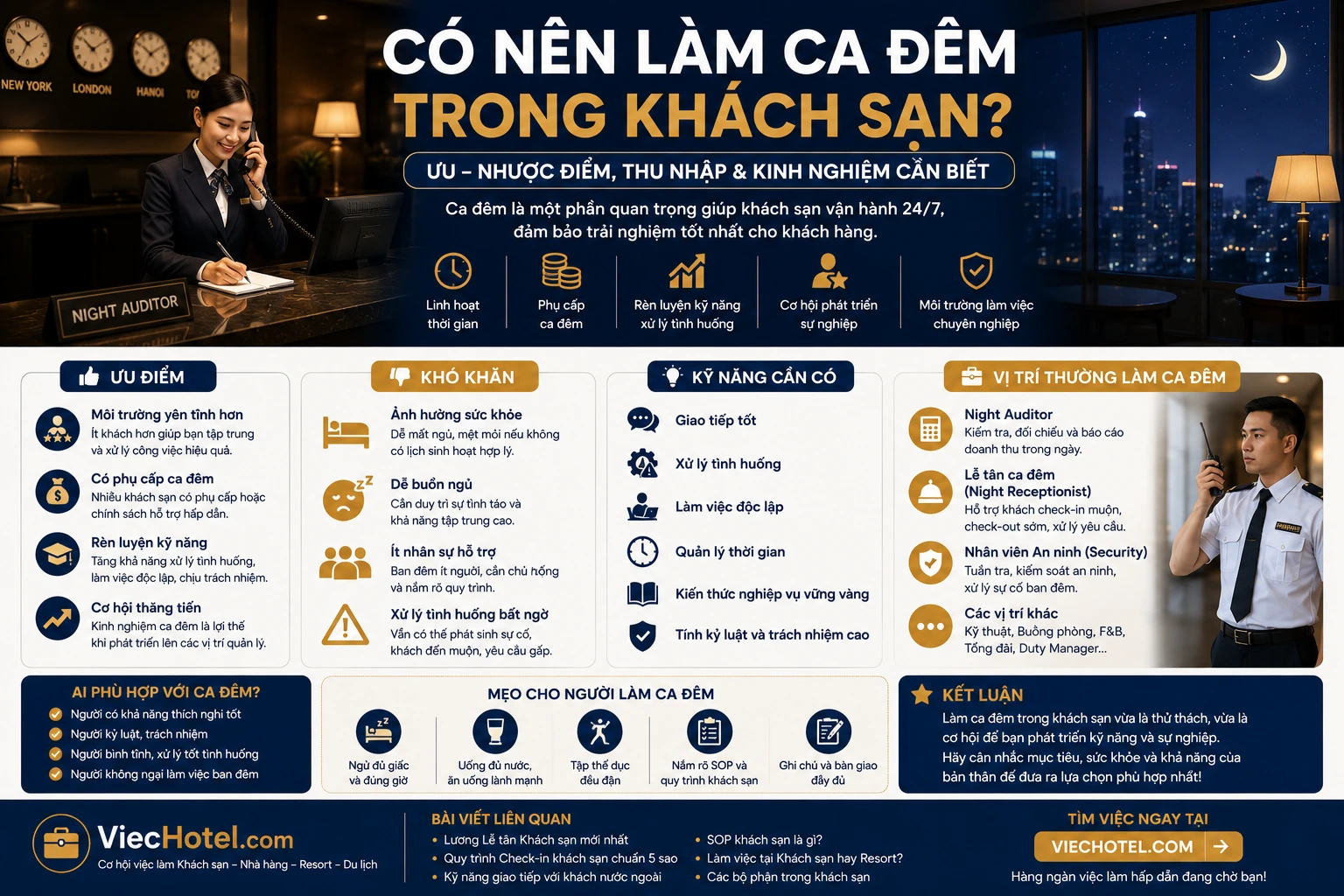Có nên làm ca đêm trong khách sạn? Những điều ứng viên cần biết