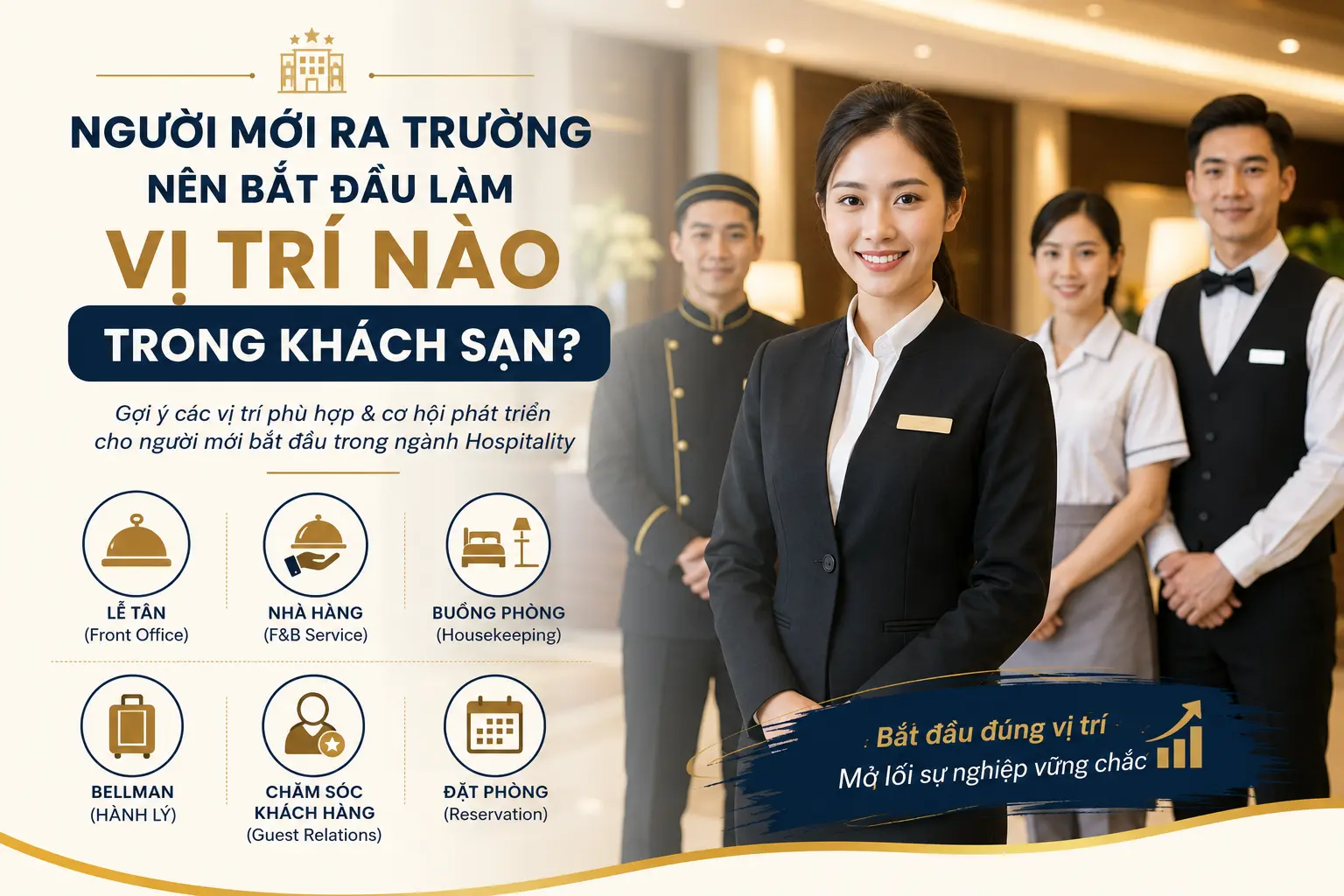 Người mới ra trường nên bắt đầu làm vị trí nào trong khách sạn để phát triển sự nghiệp?