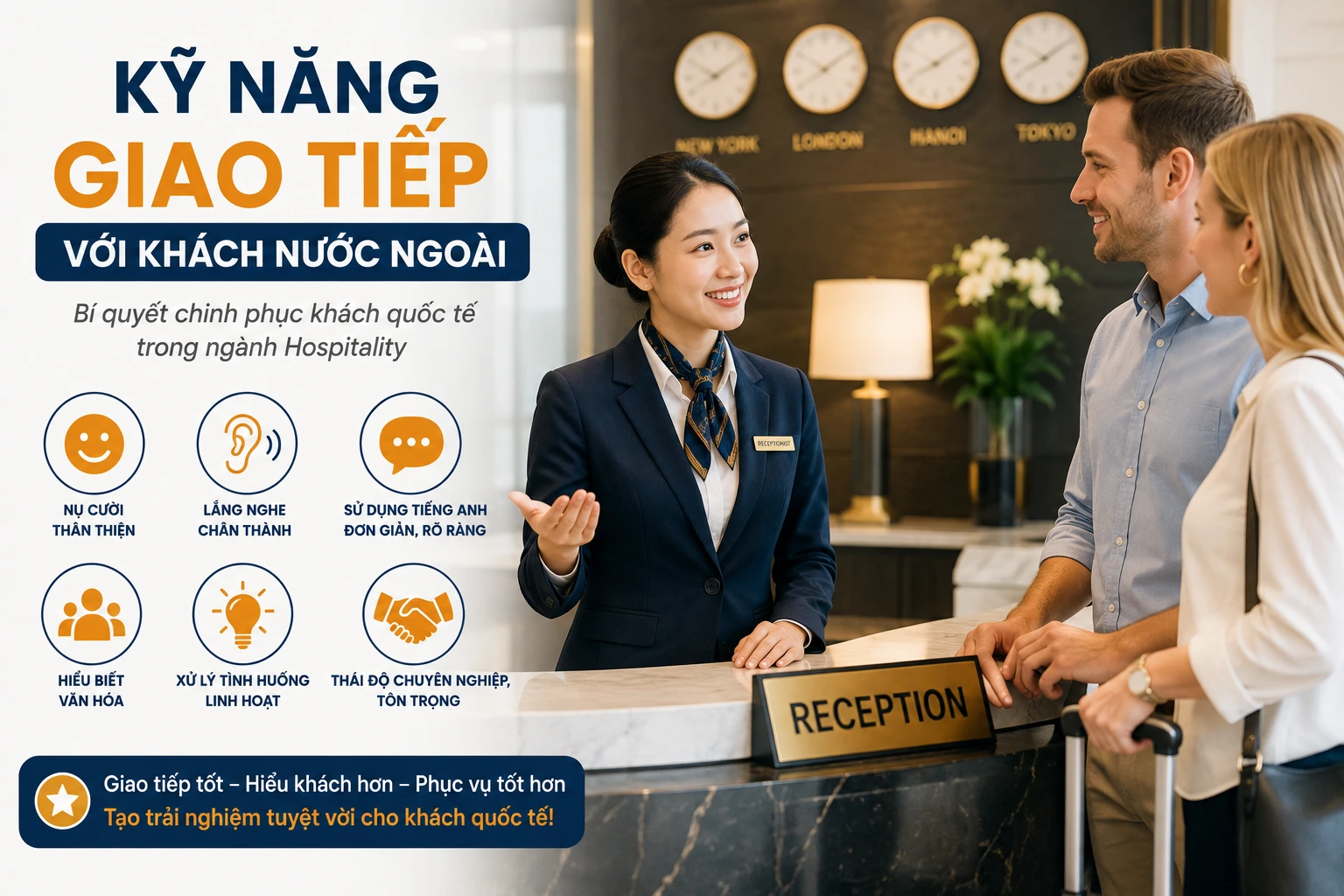 Kỹ năng giao tiếp với khách nước ngoài: Bí quyết chinh phục khách quốc tế trong ngành Hospitality